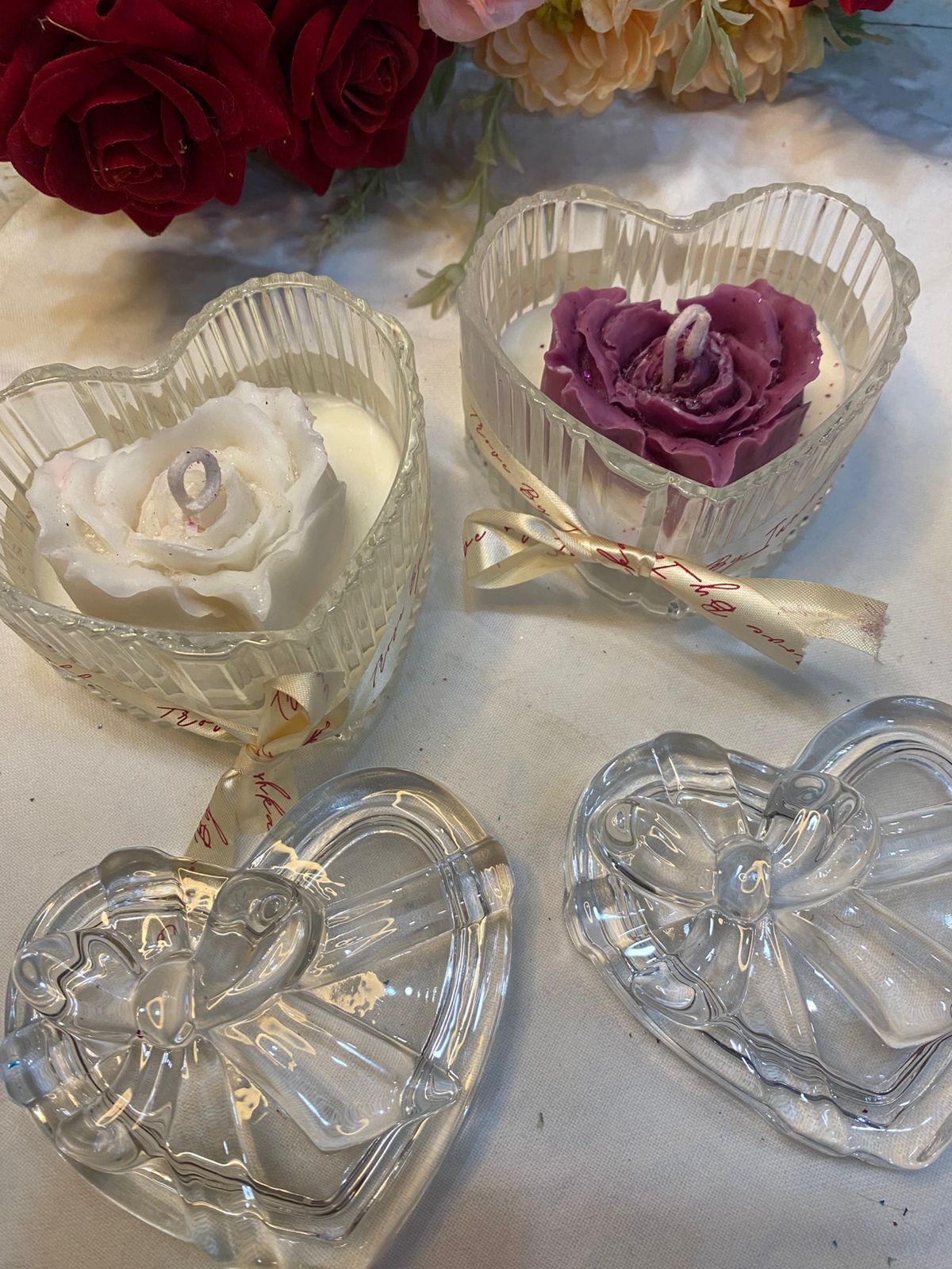 Heart in Heart glass Candle