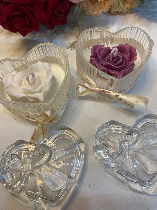 Heart in Heart glass Candle