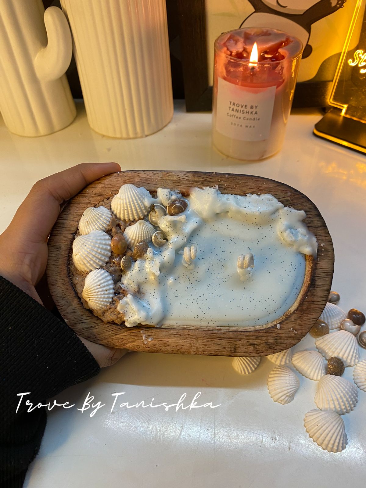 Beach Wooden Dough Candle