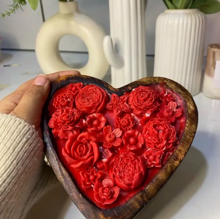 Wooden Heart Candle