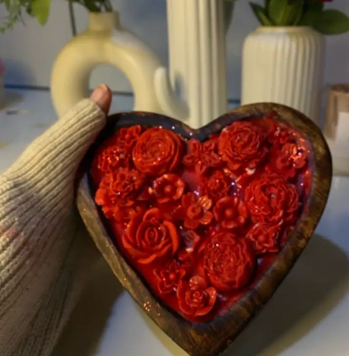 Wooden Heart Candle