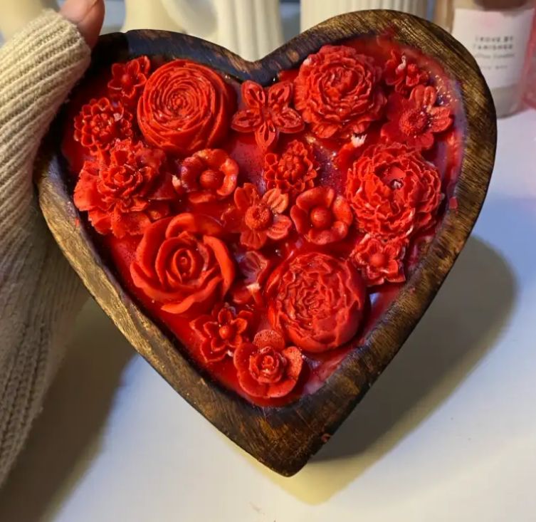 Wooden Heart Candle