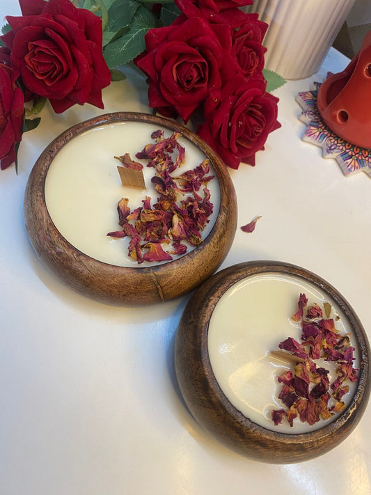 Rose Petals Wooden Dough Bowl