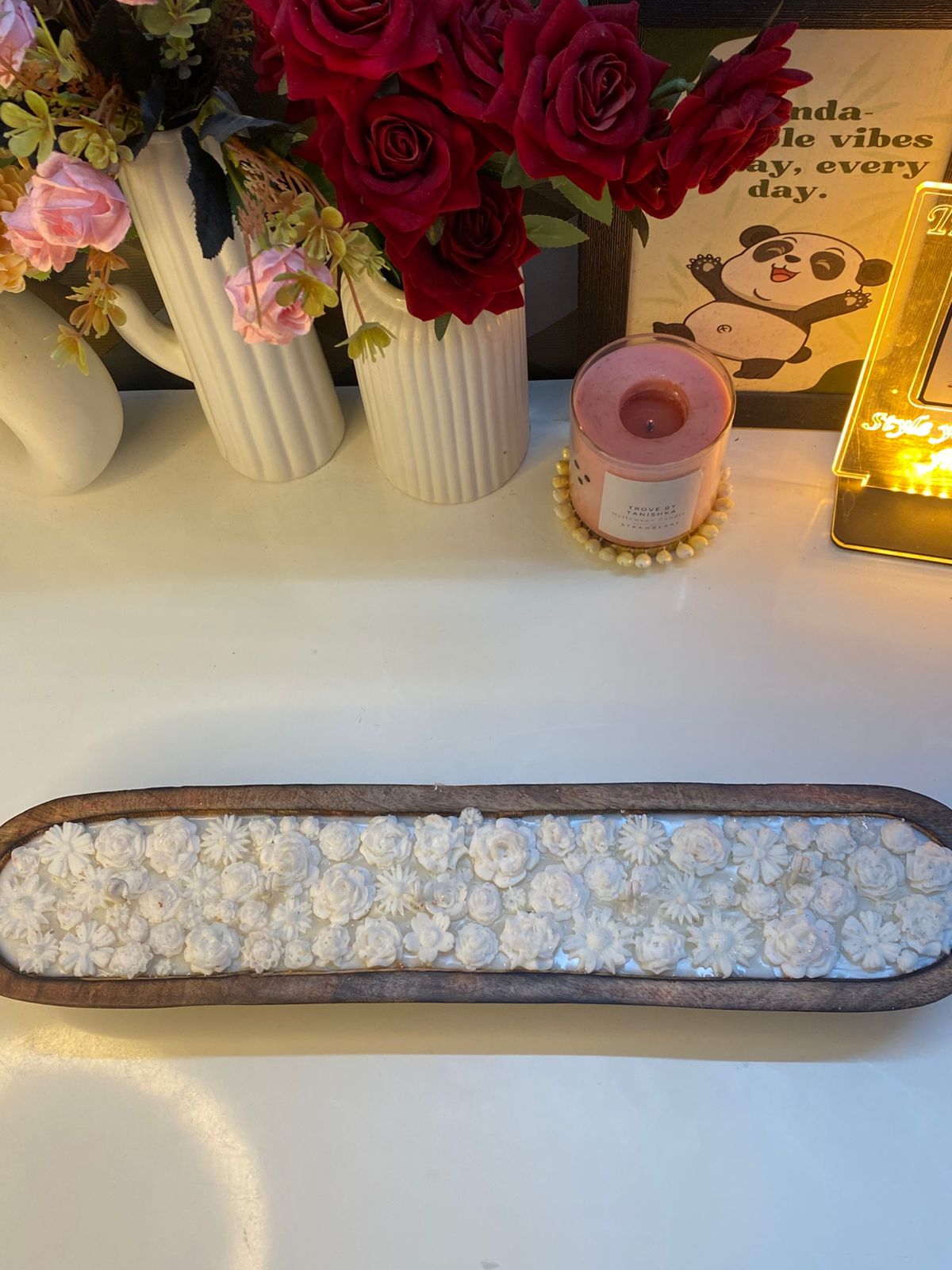White Flower wooden dough
