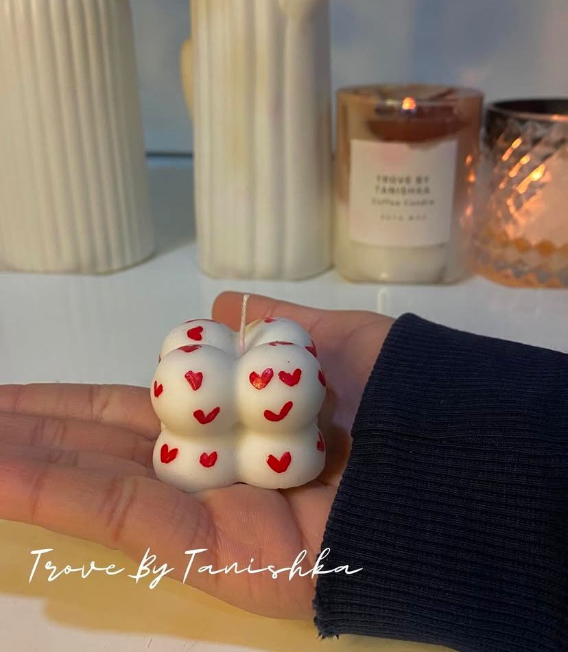 Red Heart Bubble Candle
