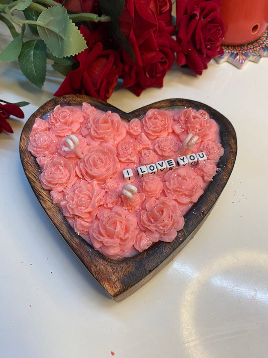Message Wooden Heart Candle